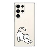 Manitoba Samsung Galaxy S22 Ultra Uyumlu Baskılı Yumuşak Silikon Şeffaf Telefon Kılıfı, Kedi Deseni
