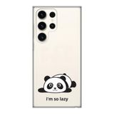 Manitoba Samsung Galaxy S22 Ultra Uyumlu Baskılı Yumuşak Silikon Şeffaf Telefon Kılıfı, Panda Desen