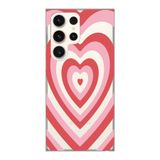 Manitoba Samsung Galaxy S22 Ultra Uyumlu Baskılı Yumuşak Silikon Telefon Kılıfı, Kalp Deseni, Pembe
