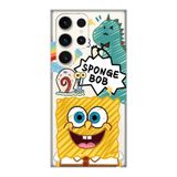 Manitoba Samsung Galaxy S22 Ultra Uyumlu Baskılı Yumuşak Silikon Telefon Kılıfı, Şeffaf, SpongeBob Desen