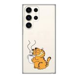 Manitoba Samsung Galaxy S22 Ultra Uyumlu Garfield Tasarımlı Baskılı Şeffaf Telefon Kılıfı