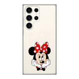 Manitoba Samsung Galaxy S22 Ultra Uyumlu Minnie Mouse Tasarımlı Baskılı Şeffaf Silikon Telefon Kılıfı