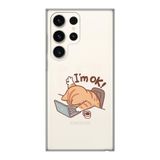 Manitoba Samsung Galaxy S22 Ultra Uyumlu Sevimli Kedi Tasarımlı Baskılı Şeffaf Telefon Kılıfı