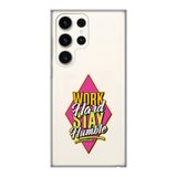Manitoba Samsung Galaxy S22 Ultra Uyumlu Work Hard Tasarımlı Baskılı Şeffaf Telefon Kılıfı