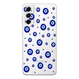 Manitoba Samsung Galaxy S22 Uyumlu Baskılı Yumuşak Silikon Şeffaf Telefon Kılıfı, Nazar Boncuğu Deseni