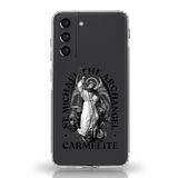 Manitoba Samsung Galaxy S22 Uyumlu Baskılı Yumuşak Silikon Şeffaf Telefon Kılıfı, St. Michael Archangel Carmelite Desen