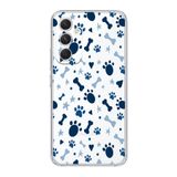 Manitoba Samsung Galaxy S23 FE ile Uyumlu Kedi ve Köpek Ayak İzleri Tasarımlı Şeffaf Silikon Kılıf, Çok Renkli