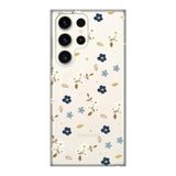 Manitoba Samsung Galaxy S23 Ultra Uyumlu Baskılı Yumuşak Silikon Şeffaf Telefon Kılıfı, Çiçek Desen, Krem