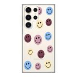 Manitoba Samsung Galaxy S23 Ultra Uyumlu Baskılı Yumuşak Silikon Şeffaf Telefon Kılıfı, Smiley Desen