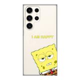 Manitoba Samsung Galaxy S23 Ultra Uyumlu Baskılı Yumuşak Silikon Telefon Kılıfı, Şeffaf, SpongeBob Desen