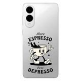 Manitoba Samsung Galaxy S25 Edge Uyumlu Baskılı Yumuşak Silikon Şeffaf Telefon Kılıfı, Espresso Tasarım
