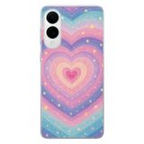 Manitoba Samsung Galaxy S25 Edge Uyumlu Baskılı Yumuşak Silikon Şeffaf Telefon Kılıfı, Kalp ve Yıldız Deseni, Pembe