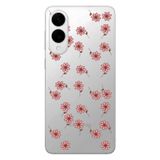 Manitoba Samsung Galaxy S25 Edge Uyumlu Baskılı Yumuşak Silikon Şeffaf Telefon Kılıfı, Pembe Çiçek Deseni
