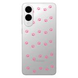 Manitoba Samsung Galaxy S25 Edge Uyumlu Baskılı Yumuşak Silikon Şeffaf Telefon Kılıfı, Pembe Paw Desen
