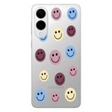 Manitoba Samsung Galaxy S25 Edge Uyumlu Baskılı Yumuşak Silikon Şeffaf Telefon Kılıfı, Smiley Desen