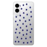 Manitoba Samsung Galaxy S25 Edge Uyumlu Baskılı Yumuşak Silikon Şeffaf Telefon Kılıfı, Yıldız Deseni, Mavi