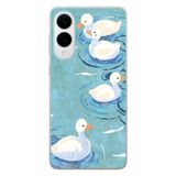 Manitoba Samsung Galaxy S25 Edge Uyumlu Baskılı Yumuşak Silikon Telefon Kılıfı, Mavi, Ördek Deseni