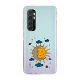 Manitoba Xiaomi Mi Note 10 Lite Uyumlu Ay Güneş ve Gezegen Tasarımlı Baskılı Şeffaf Telefon Kılıfı