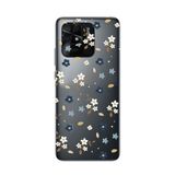 Manitoba Xiaomi Redmi 10C Uyumlu Baskılı Yumuşak Silikon Şeffaf Telefon Kılıfı, Çiçek Desen, Siyah