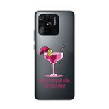Manitoba Xiaomi Redmi 10C Uyumlu Baskılı Yumuşak Silikon Şeffaf Telefon Kılıfı, Pembe