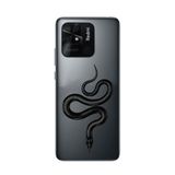 Manitoba Xiaomi Redmi 10C Uyumlu Baskılı Yumuşak Silikon Şeffaf Telefon Kılıfı, Siyah Desen