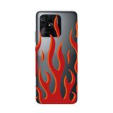 Manitoba Xiaomi Redmi 10C Uyumlu Baskılı Yumuşak Silikon Telefon Kılıfı, Alev Deseni, Siyah