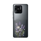 Manitoba Xiaomi Redmi 10C Uyumlu Baskılı Yumuşak Silikon Telefon Kılıfı, Çiçek Deseni, Siyah