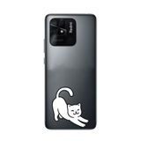 Manitoba Xiaomi Redmi 10C Uyumlu Baskılı Yumuşak Silikon Telefon Kılıfı, Kedi Deseni, Siyah