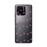 Manitoba Xiaomi Redmi 10C Uyumlu Baskılı Yumuşak Silikon Telefon Kılıfı, Paw Print Desen, Şeffaf