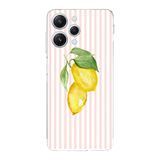 Manitoba Xiaomi Redmi 12 Uyumlu Baskılı Yumuşak Silikon Şeffaf Telefon Kılıfı, Pembe Çizgili Limon Deseni