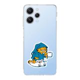 Manitoba Xiaomi Redmi 12 Uyumlu Garfield Tasarımlı Şeffaf Telefon Kılıfı, Silikon, Çok Renkli