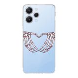 Manitoba Xiaomi Redmi 12 Uyumlu İskelet Kalp Tasarımlı Şeffaf Telefon Kılıfı, Silikon, Çok Renkli