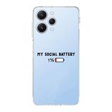 Manitoba Xiaomi Redmi 12 Uyumlu My Social Battery Tasarımlı Şeffaf Telefon Kılıfı