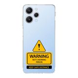 Manitoba Xiaomi Redmi 12 Uyumlu Warning Tasarımlı Şeffaf Telefon Kılıfı, Silikon, Çok Renkli