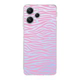 Manitoba Xiaomi Redmi 12 Uyumlu Zebra Desen Tasarımlı Baskılı Şeffaf Silikon Telefon Kılıfı, Pembe-Mavi