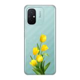 Manitoba Xiaomi Redmi 12C Uyumlu Baskılı Yumuşak Silikon Şeffaf Telefon Kılıfı, Sarı Çiçek Desen