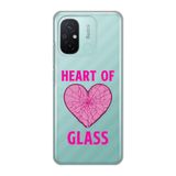 Manitoba Xiaomi Redmi 12C Uyumlu Baskılı Yumuşak Silikon Şeffaf Telefon Kılıfı, Turkuaz, Heart of Glass Desen