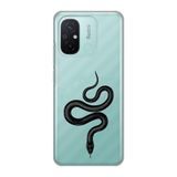Manitoba Xiaomi Redmi 12C Uyumlu Baskılı Yumuşak Silikon Şeffaf Telefon Kılıfı, Turkuaz, Yılan Deseni