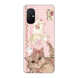 Manitoba Xiaomi Redmi 12C Uyumlu Baskılı Yumuşak Silikon Telefon Kılıfı, Pembe, Kedi Deseni