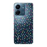Manitoba Xiaomi Redmi 13C ile Uyumlu Baskılı Yumuşak Silikon Şeffaf Telefon Kılıfı, Renkli Yıldız Deseni