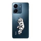 Manitoba Xiaomi Redmi 13C Uyumlu Kuru Kafa Tasarımlı Baskılı Şeffaf Telefon Kılıfı