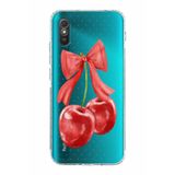 Manitoba Xiaomi Redmi 9A ile Uyumlu Kiraz Tasarımlı Baskılı Şeffaf Telefon Kılıfı