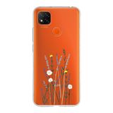 Manitoba Xiaomi Redmi 9C / 10A Uyumlu Baskılı Yumuşak Silikon Şeffaf Telefon Kılıfı, Turuncu, Çiçek Deseni