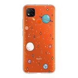 Manitoba Xiaomi Redmi 9C / 10A Uyumlu Baskılı Yumuşak Silikon Şeffaf Telefon Kılıfı, Turuncu, Gezegen Deseni