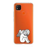 Manitoba Xiaomi Redmi 9C / 10A Uyumlu Baskılı Yumuşak Silikon Şeffaf Telefon Kılıfı, Turuncu, Melek Desen