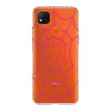 Manitoba Xiaomi Redmi 9C / 10A Uyumlu Baskılı Yumuşak Silikon Şeffaf Telefon Kılıfı, Turuncu, Örümcek Ağı Deseni