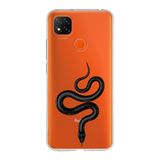 Manitoba Xiaomi Redmi 9C / 10A Uyumlu Baskılı Yumuşak Silikon Şeffaf Telefon Kılıfı, Turuncu, Yılan Deseni