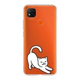 Manitoba Xiaomi Redmi 9C / 10A Uyumlu Baskılı Yumuşak Silikon Telefon Kılıfı, Turuncu, Kedi Deseni