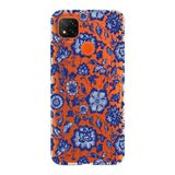 Manitoba Xiaomi Redmi 9C / 10A Uyumlu Baskılı Yumuşak Silikon Telefon Kılıfı, Turuncu, Mavi Çiçek Deseni