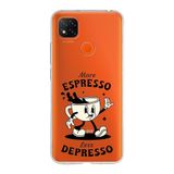 Manitoba Xiaomi Redmi 9C / 10A Uyumlu Baskılı Yumuşak Silikon Telefon Kılıfı, Turuncu, More Espresso Less Depresso